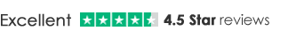 Excellent 4.5 Star reviews on Trustpilot