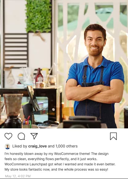 Instagram review from a WooCommerce store owner